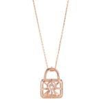 18K Gold Double-Sided Diamond "Lock" Cage Necklace