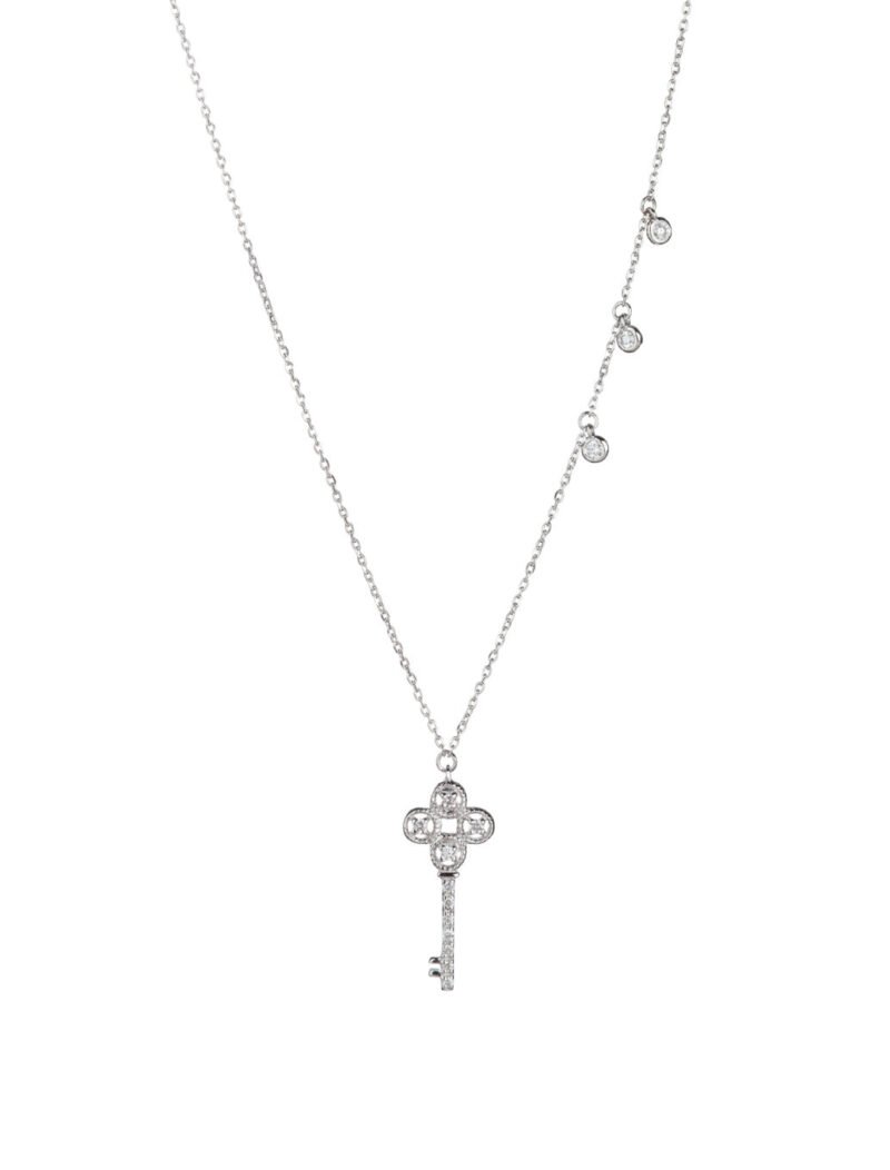 18K Gold Vintage Key Diamond Necklace