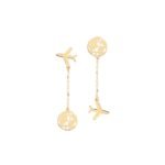 18K Gold Plane & Globe Earrings
