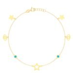 18K Gold Star & Eyes Anklet
