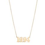 18K Gold Gothic Font Birth Year Necklace