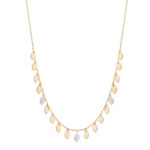 18K Gold Dangling Elliptical Shapes Diamond Necklace