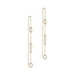 18K Gold Twisted Shapes Chain Earrings