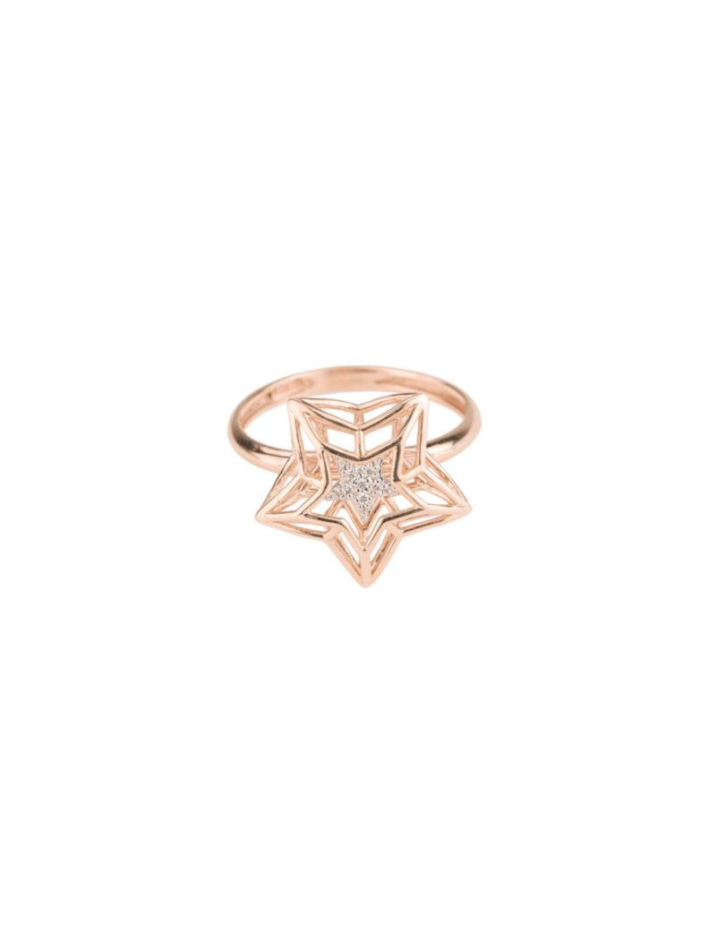18K Gold Diamond "Glowing Star" Cage Ring