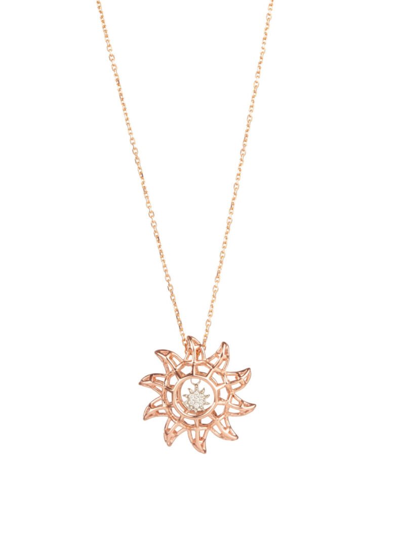 18K Gold Double-Sided Diamond "Sun Goddess" Cage Necklace