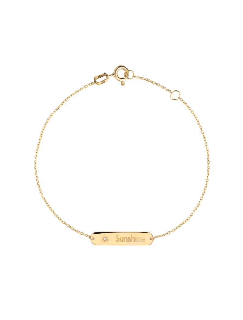 18K Gold Sunshine Engraving Diamond Anklet