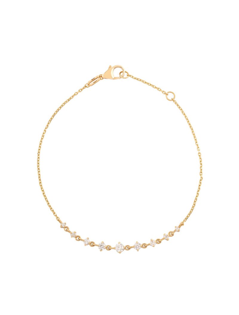 18K Gold Prong Set Chain Diamond Bracelet