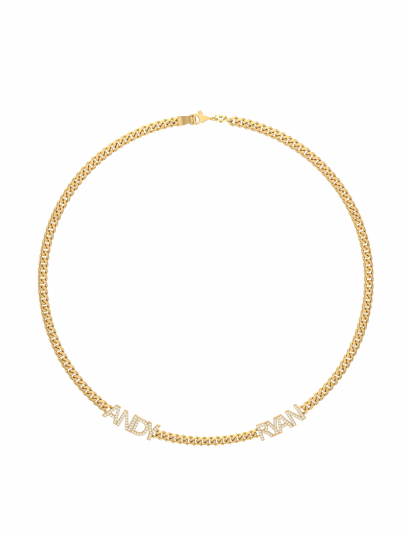 18K Gold Customized Cuban Link Name Necklace