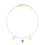 18K Gold Trio Star Anklet