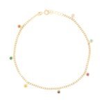18K Gold Cuban Link Chain Rainbow Anklet﻿