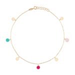 18K Gold Dangling Enamel Disk Anklet