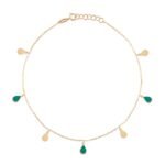 18K Gold Dangling Enamel Tear Anklet