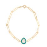 18K Gold Paper Clip Tear Enamel Bracelet