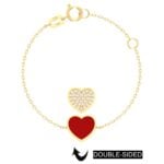 18K Gold Double Sided Heart Bracelet