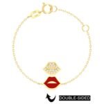 18K Gold Double Sided Lips Bracelet