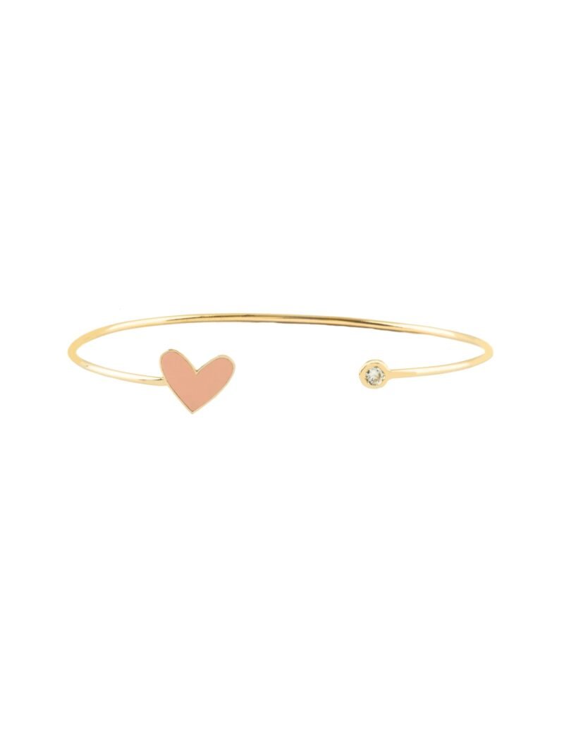 18K Gold Heart Sparkle Bangle Bracelet