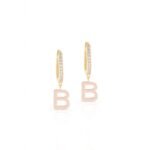 18K Gold Customized Enamel Initial Hoop Earrings