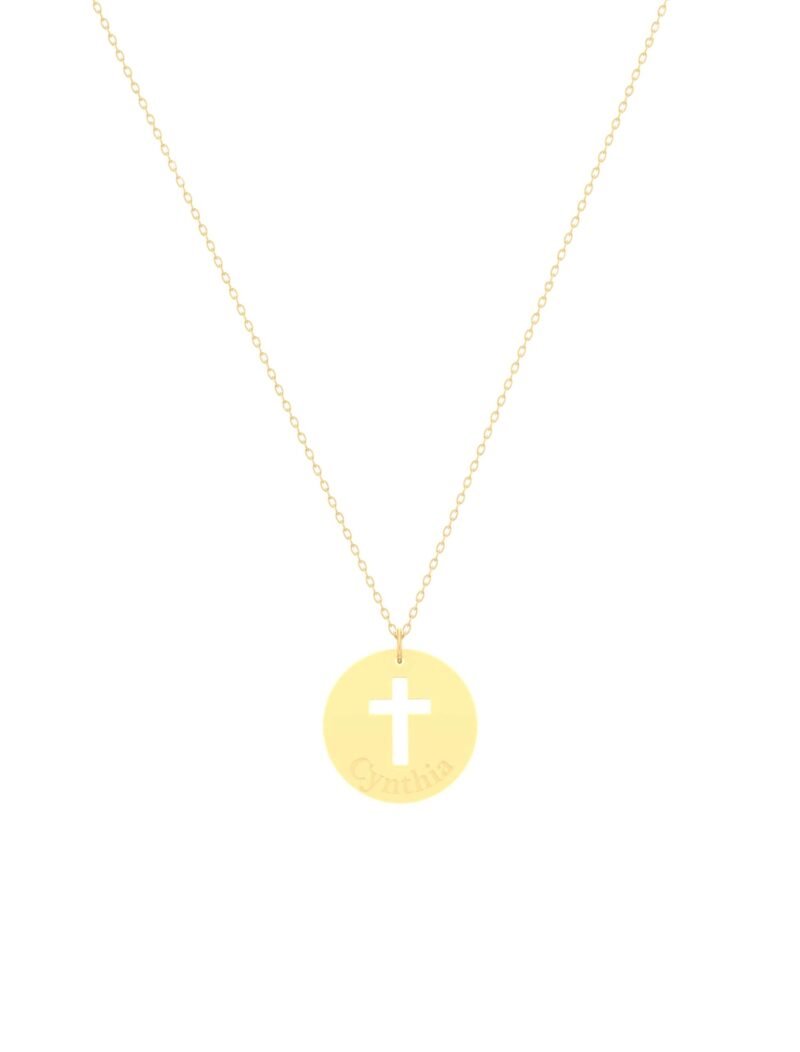 18K Gold Customized Cross Kids Necklace