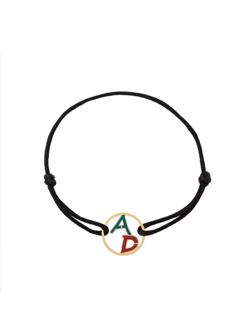 18K Gold Customized Asymmetric Enamel Initials Men Bracelet
