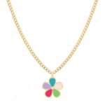 18K Gold Vibrant Enamel Flower Necklace