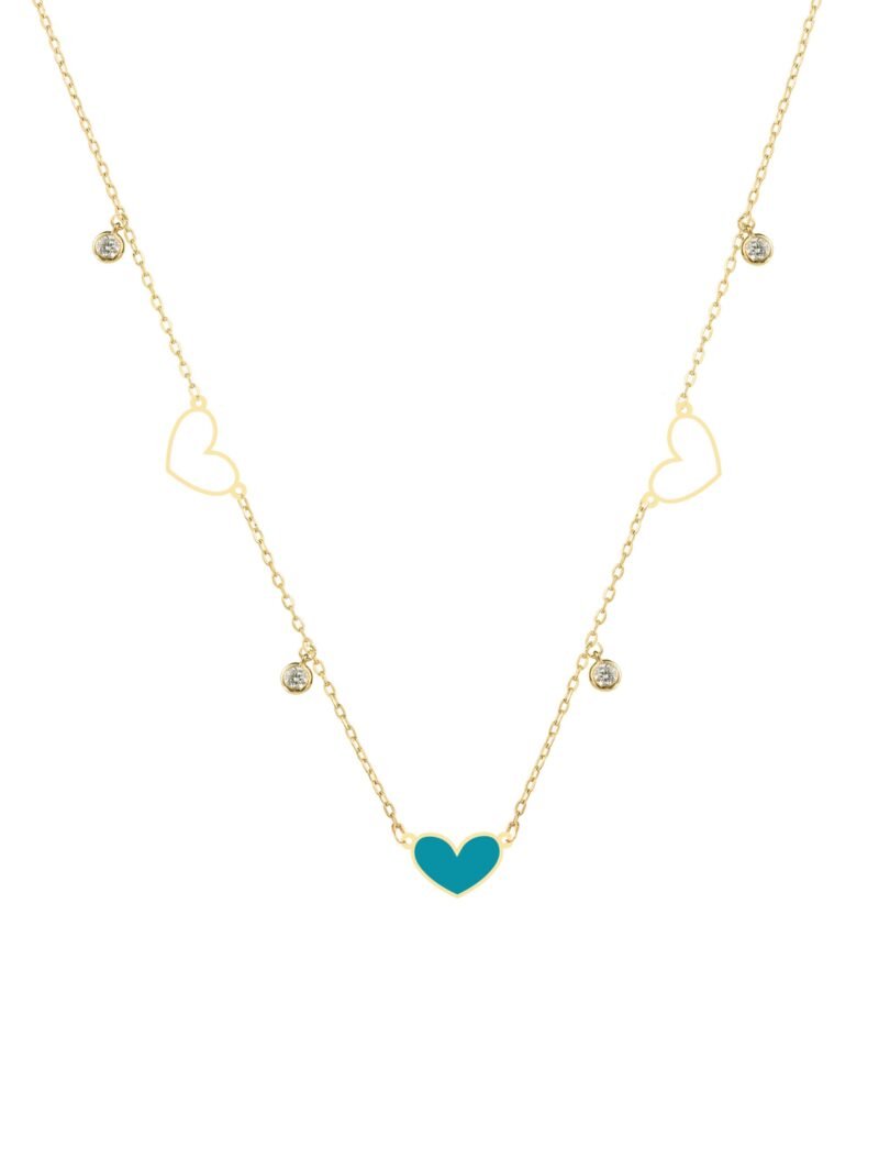 18k gold trio hearts necklace