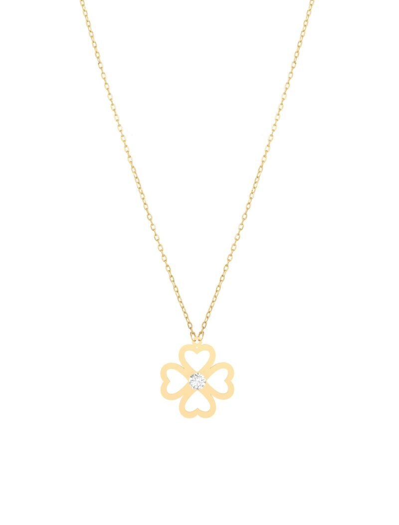 18k gold love flower diamond necklace