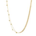 18k gold half cuban half beads necklace