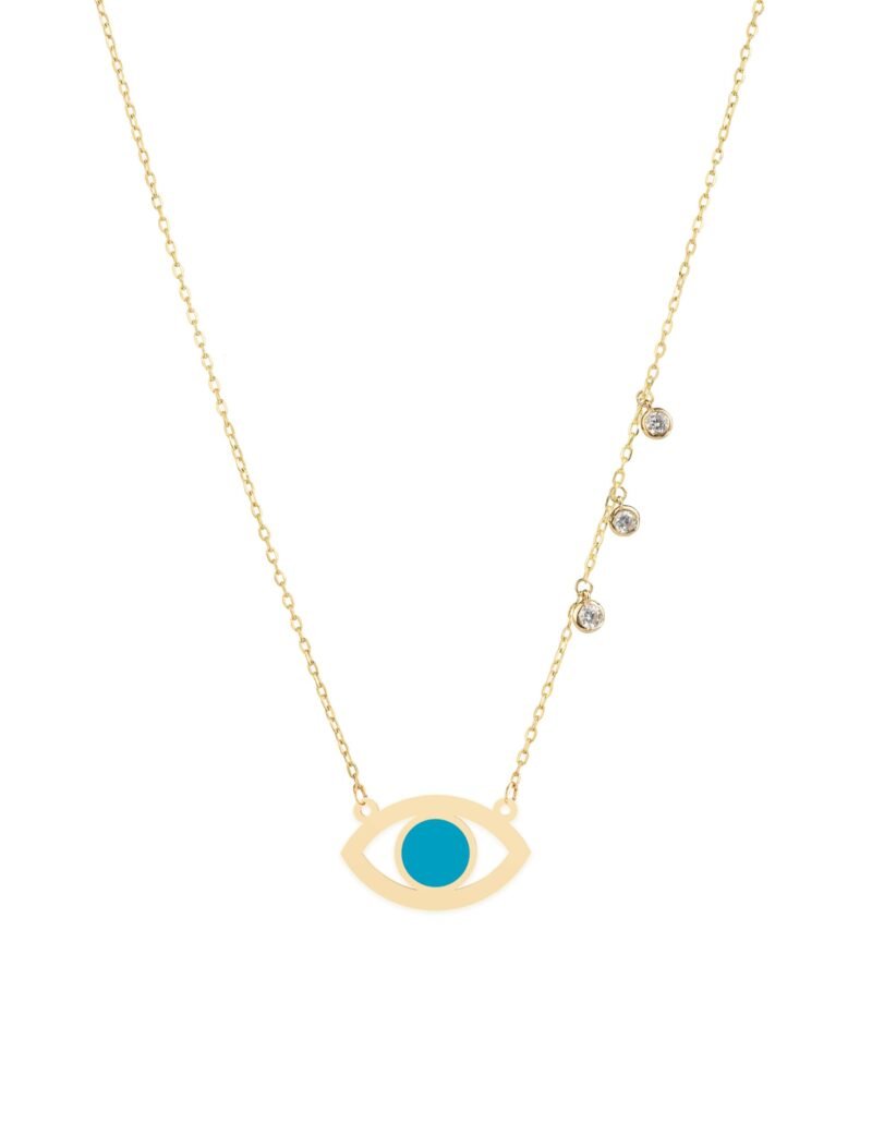 18k gold modern evil eye necklace