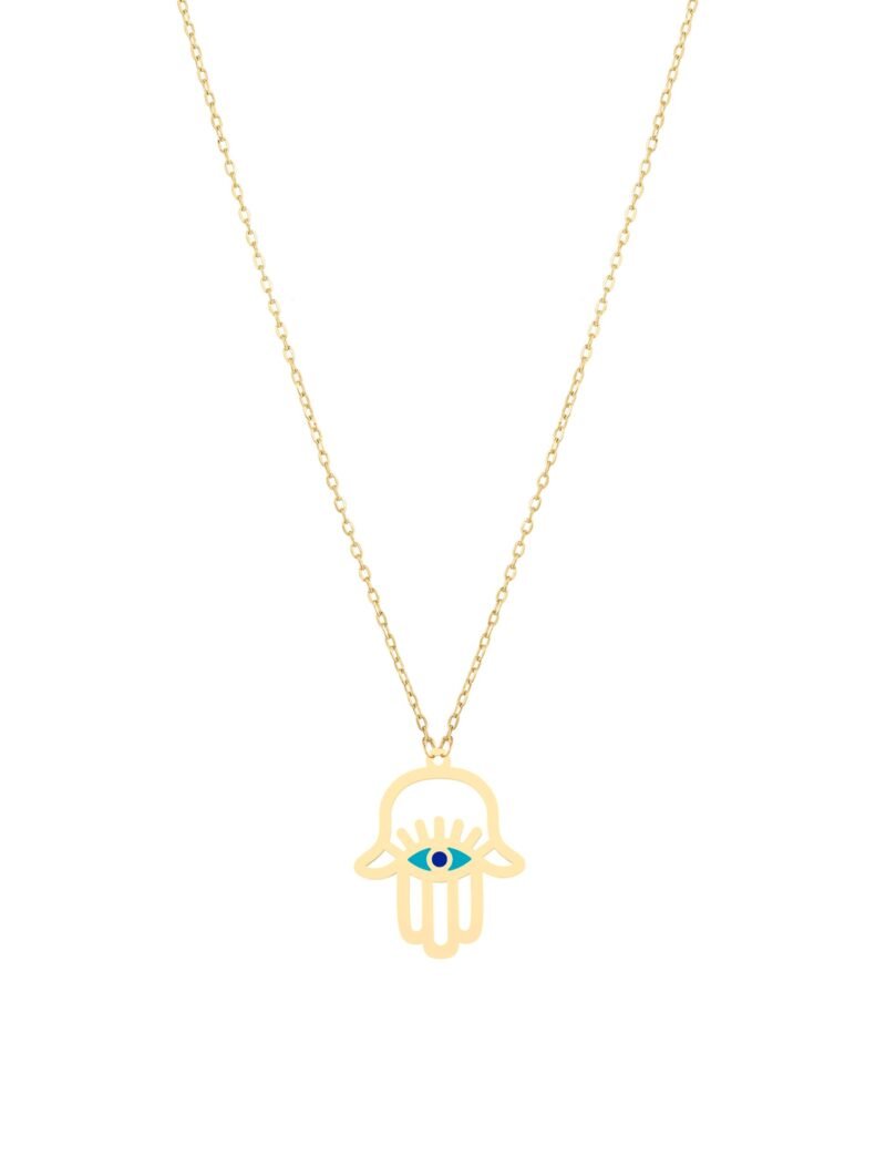18k gold protective hamsa hand necklace