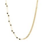 18k gold half cuban half enamel disks necklace