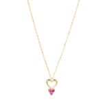 18K Gold Minimal Ruby Red Heart Necklace