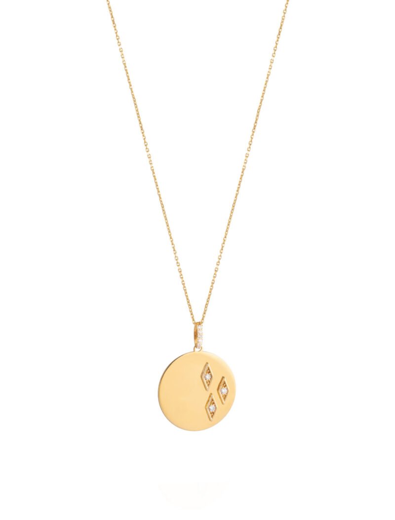 18K Gold Encrusted Disc Diamond Necklace