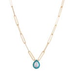 18K Gold Paper Clip Tear Enamel Necklace