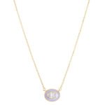 18K Gold Delicate Oval Enamel Necklace