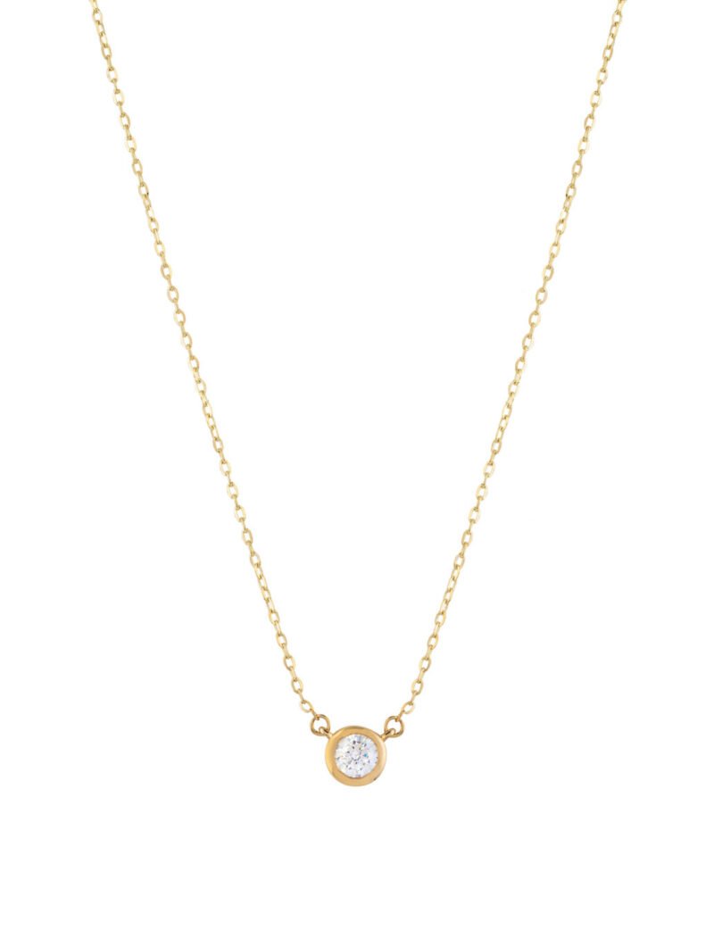 18K Gold Bezel Set Circle Necklace