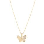 18K Gold Diamond Butterfly Pendant Necklace