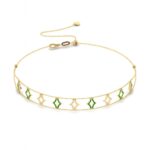 18K Gold Opposite Chevron Enamel Chocker With Sliding Ball Clasp