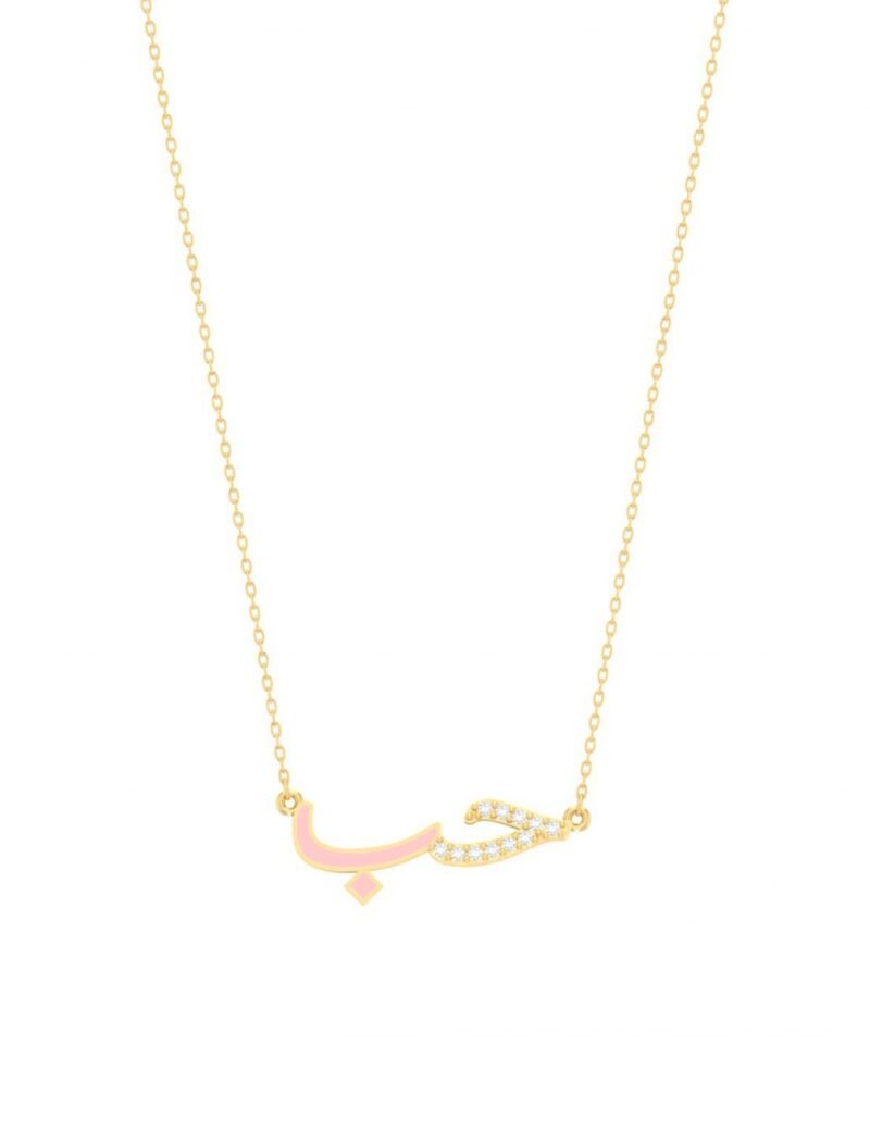 18K Gold Hobb Half Enamel Necklace