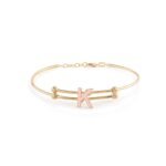 18K Gold Moving Enamel Initial Newborn Bangle Bracelet