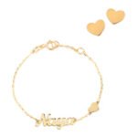 18K Gold Customized Newborn Heart Set