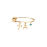 18K Gold Cross &amp; Initial Newborn Safety Pin