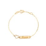 18K Gold Customized Newborn Plate Heart Bracelet