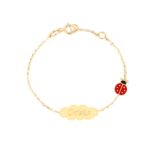 18k Gold Customized Plate & Ladybug Newborn Bracelet