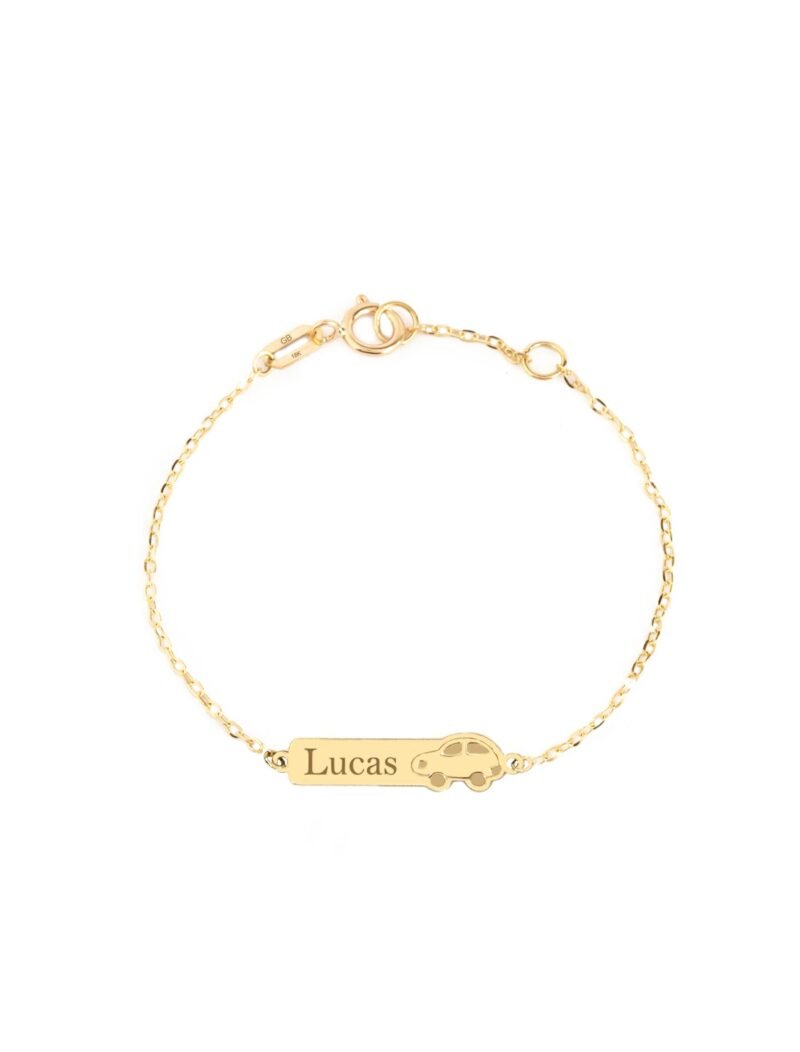 18k Gold Customized Vroom Vroom Newborn Bracelet