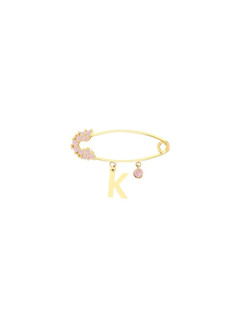 18k Gold Pink Sparkle Newborn Safety Pin