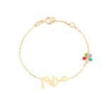 18k Gold Vibrant Enamel Flower Customized Bracelet