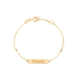 18K Gold Customized Newborn Simple Plate Bracelet