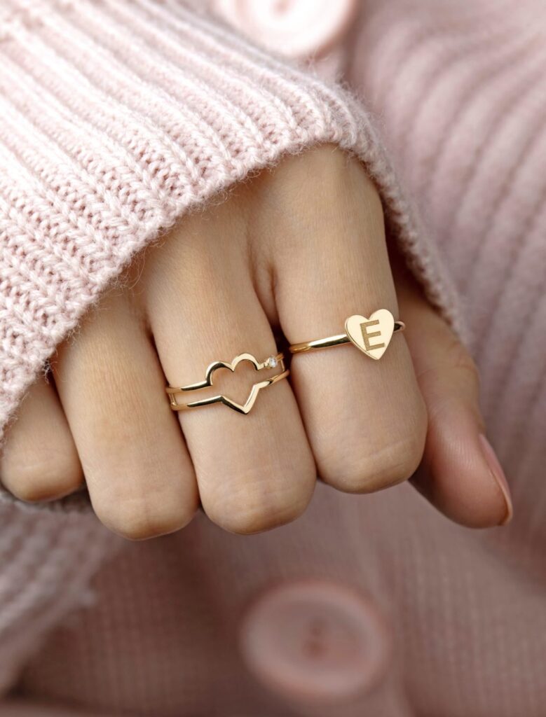 Initial Heart Rings 18K Gold Customized Initial Heart Ring - Garo Boyadjian