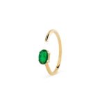 18K Gold Oval Gem Open Ring