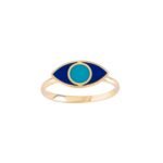 18K Gold Enamel Evil Eye Ring